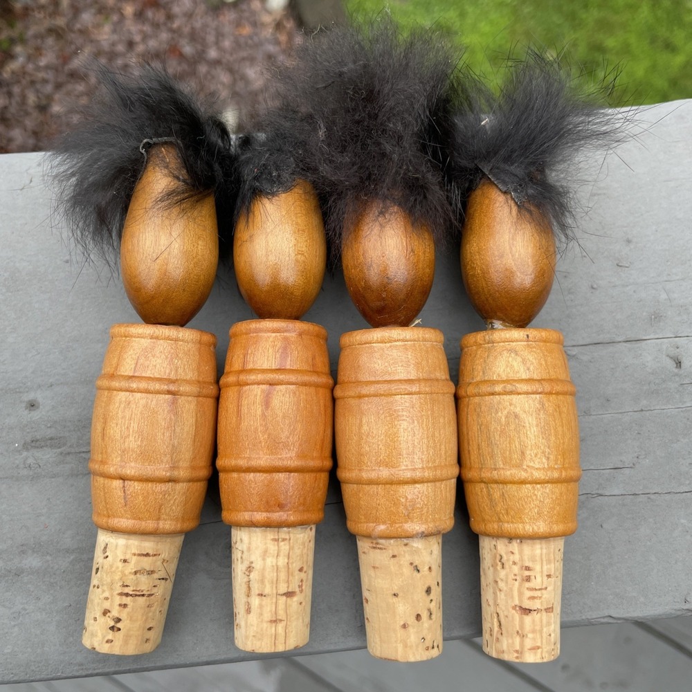 Vintage Liquor Cork Stoppers Wooden Men Barware MCM Funny Novelty Unused - Picture 9 of 12